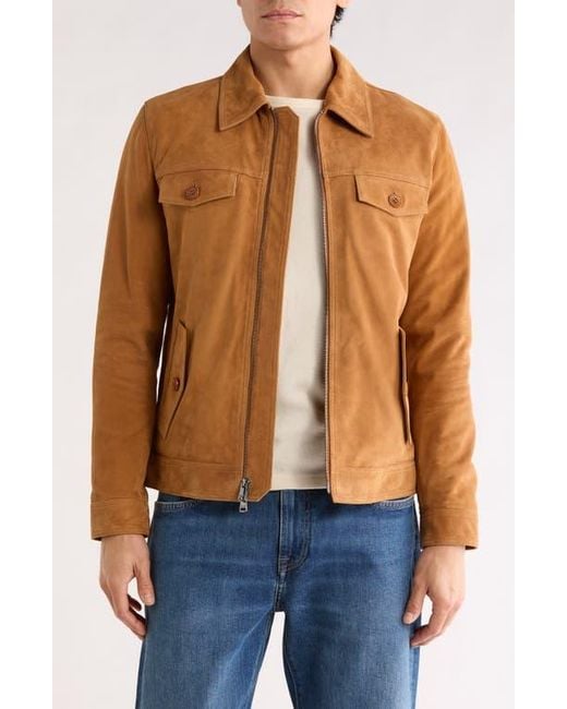 Bugatchi Brown Suede Trucker Jacket for men