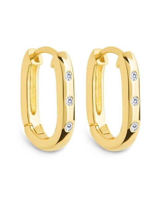 Sterling Forever Metallic Casey Cubic Zirconia Rectangular Hoop Earrings