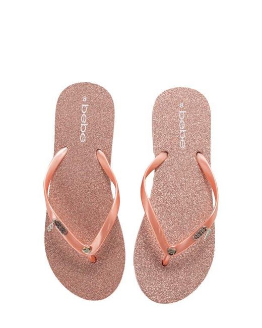 Bebe Pink Glittery Thong Sandal