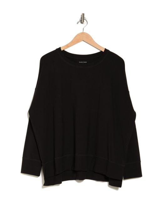 Eileen Fisher Black Stretch Organic Cotton High-low Sweatshirt