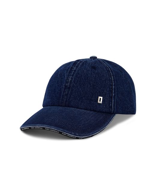 Karl Lagerfeld Blue Logo Denim Baseball Cap for men
