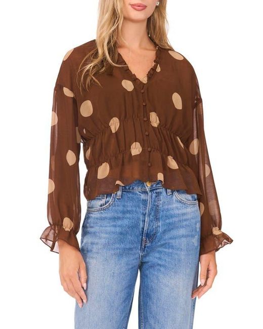 Parker Blue Shirred Waist Button-Up Top
