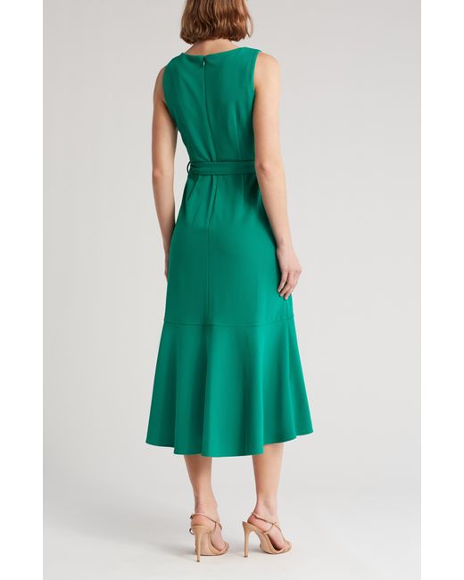 Calvin Klein Green Sleeveless Ruffle Trim Midi Dress