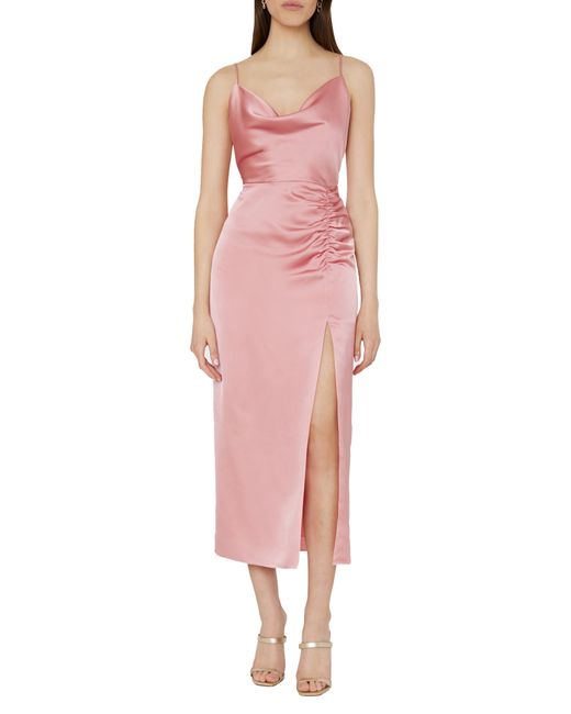 MILLY Pink Lilliana Satin Ruched Slipdress