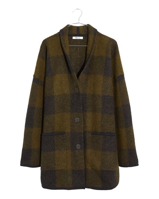 Madewell Multicolor Buffalo Check Sweater Coat In Hthr Juniper At Nordstrom Rack