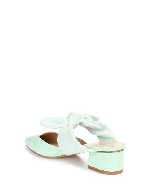 Journee Collection Blue Lizard-Embossed Vegan Leather Block Heel Mules