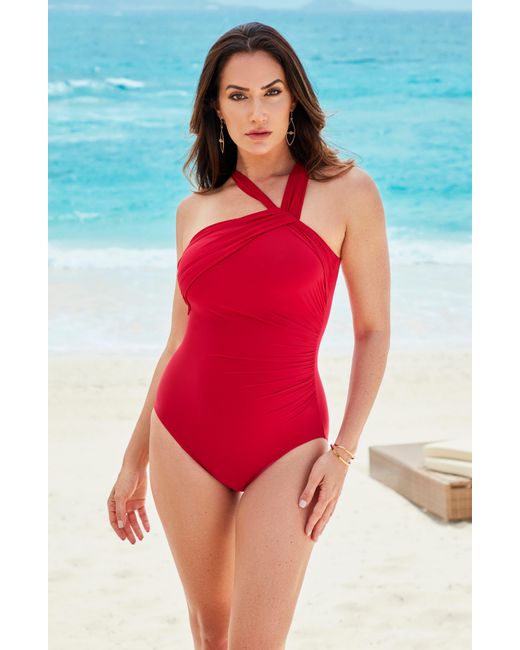 Miraclesuit Red Rock Solid Europa One-piece Swimsuit