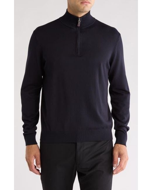 Tom Baine Black Solid Quarter Zip Pullover for men