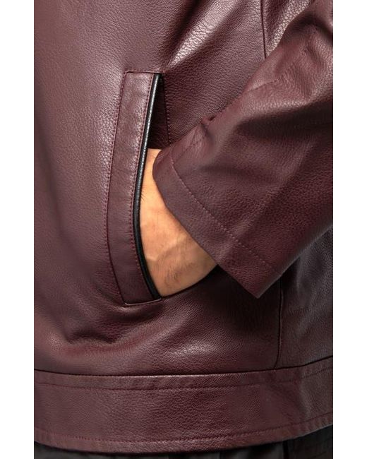 Xray Jeans Purple Faux Leather Hooded Moto Jacket With Faux Fur Lining for men