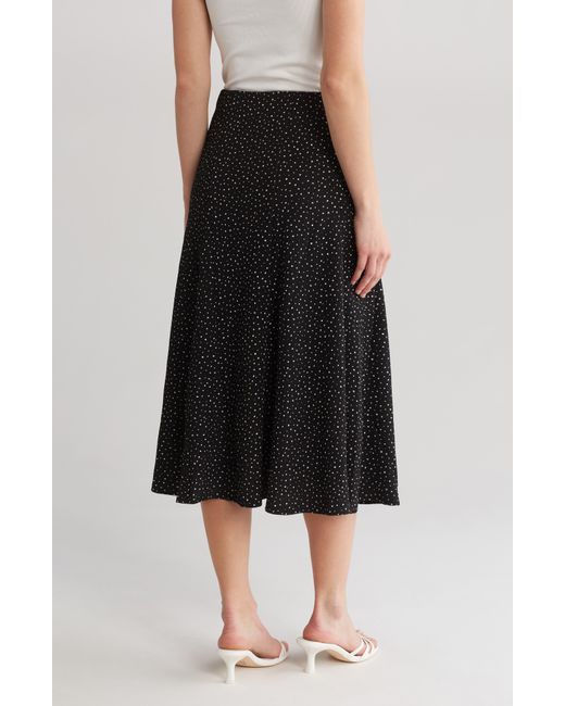 Adrianna Papell Black Dot Print Pull-on Knit Midi Skirt