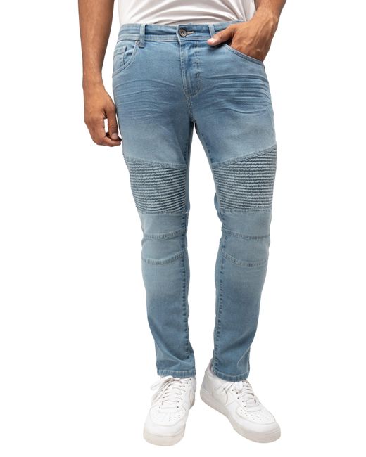 Xray Jeans Blue Stretch Moto Slim Jeans for men