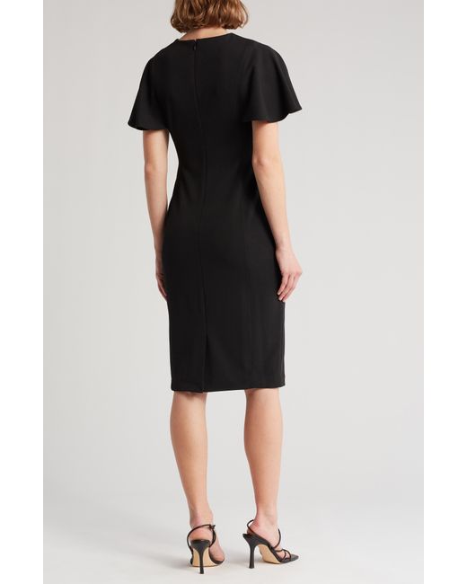 Calvin Klein Black Flutter Sleeve Sheath Dress