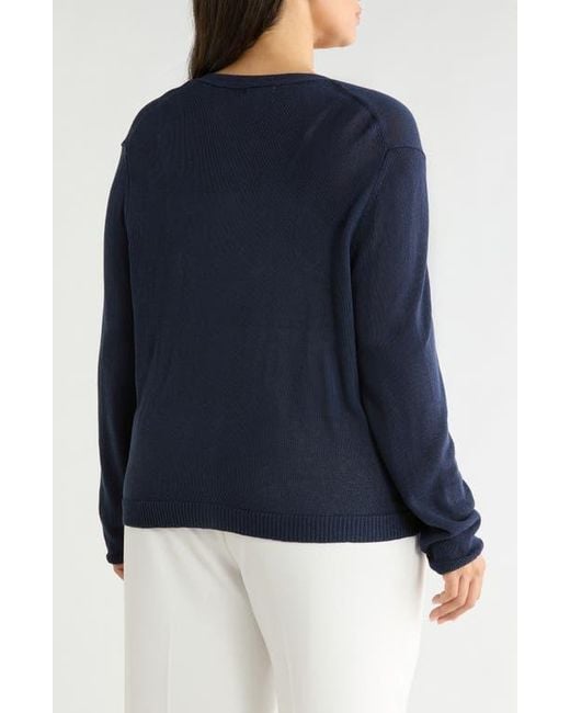 Max Studio Blue V-Neck Button Front Cardigan