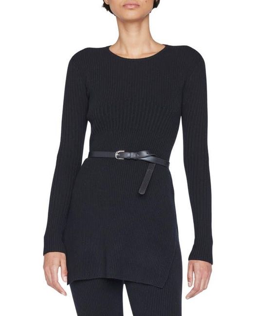 FRAME Black Rib Cashmere Blend Tunic Sweater