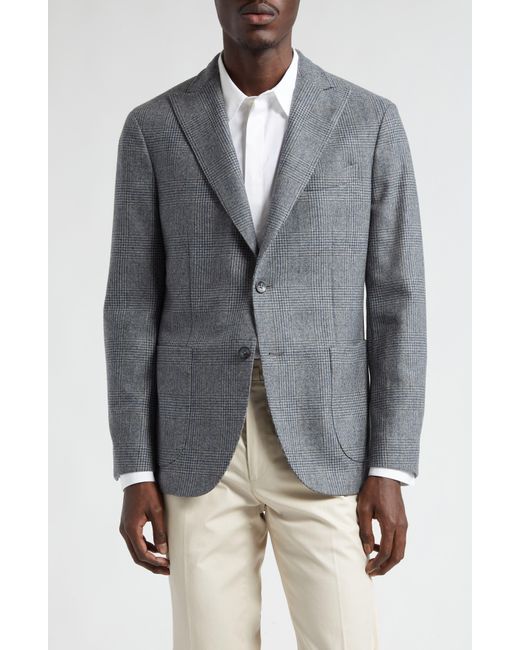 Boglioli Gray Grey Plaid Peak Lapel Virgin Wool Sport Coat for men