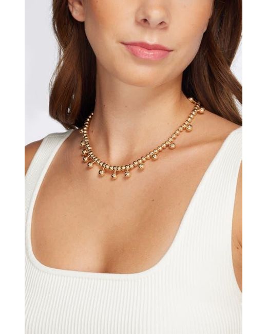 Open Edit White Beaded Orb Station Necklace