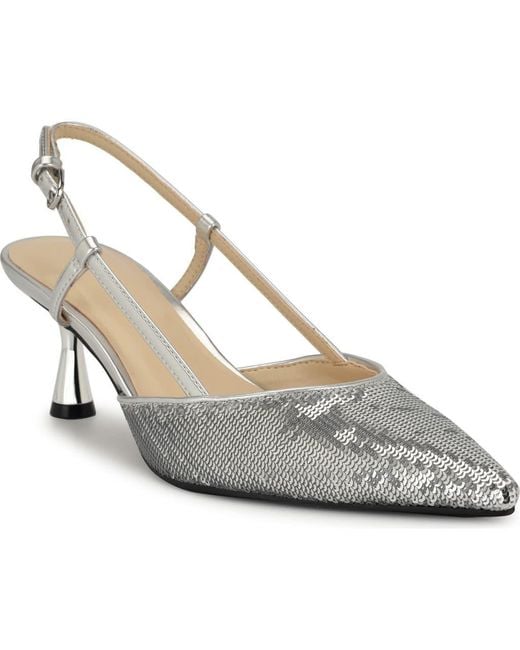 Nine West Gray Rowen Slingback Kitten Heel Pump