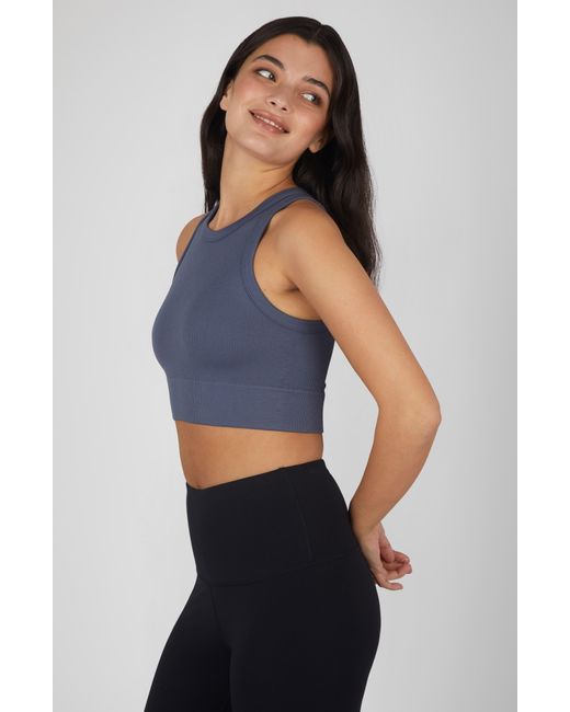 90 Degrees Blue 3-pack Seamless Ribbed Crop Tank Tops