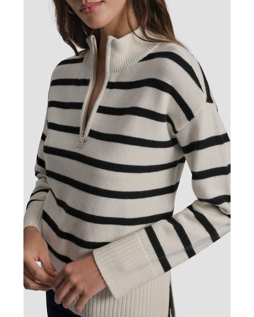 DKNY Gray Stripe Quarter Zip Sweater