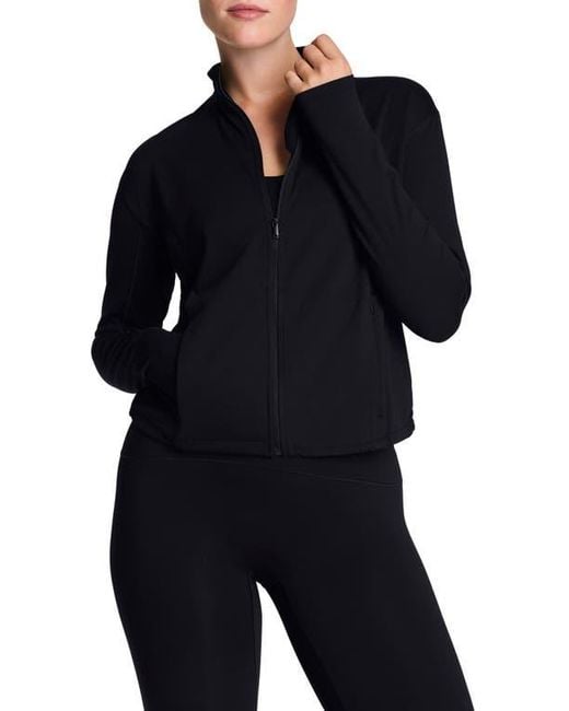 Spanx Black Brushed Full Zip Jacket