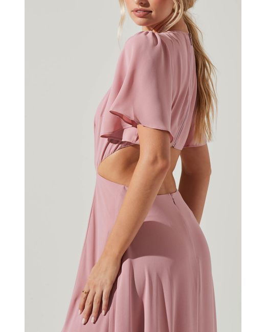 Astr Pink Katrina Back Cutout Maxi Dress