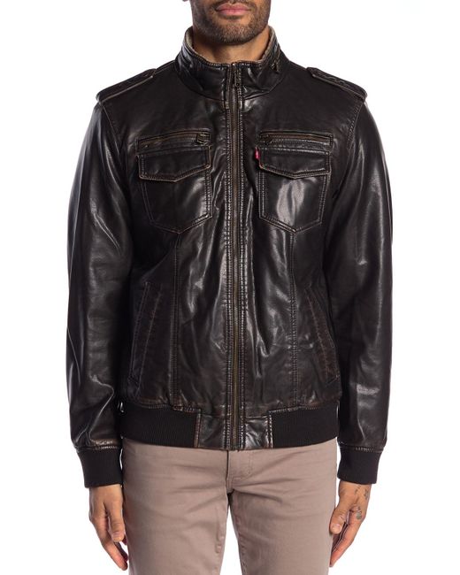 levi's men's vintage deer faux leather sherpa lined aviator bomber