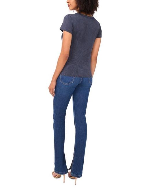 Halogen® Blue Ribbed Washed T-Shirt
