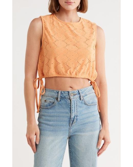 Vero Moda Orange Kim Eyelet Sleeveless Crop Top