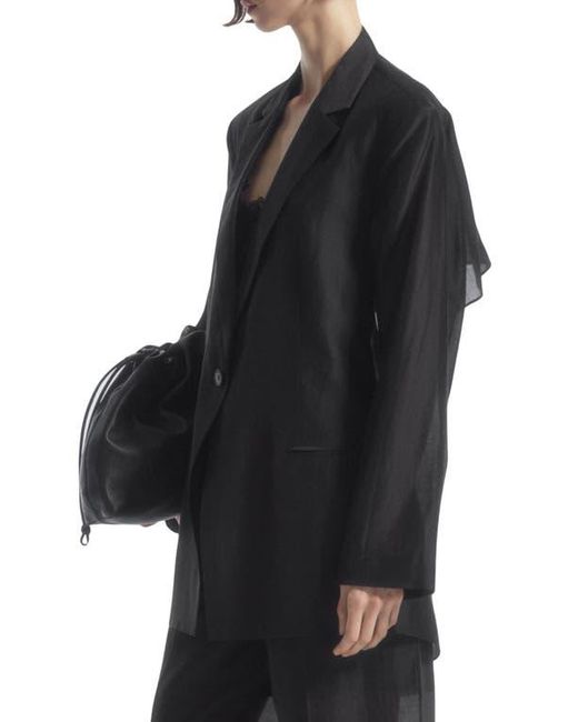COS Drape Open Back Blazer in Black | Lyst