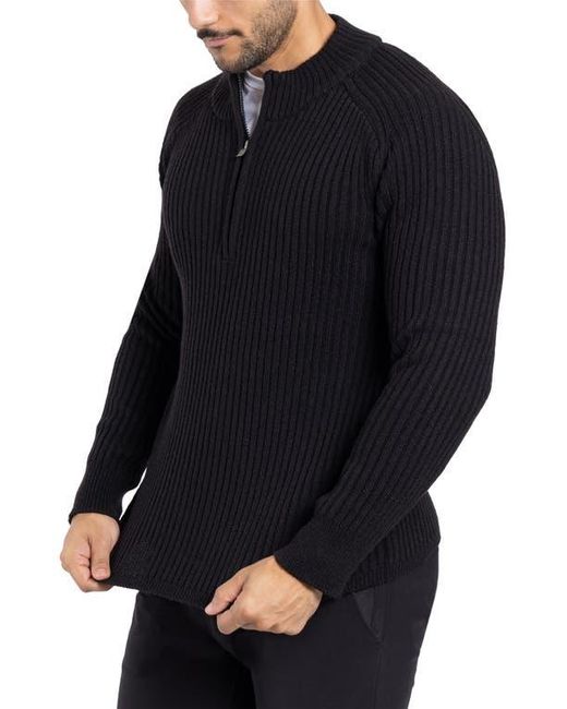 Xray Jeans Black Rib Quarter Zip Sweater for men