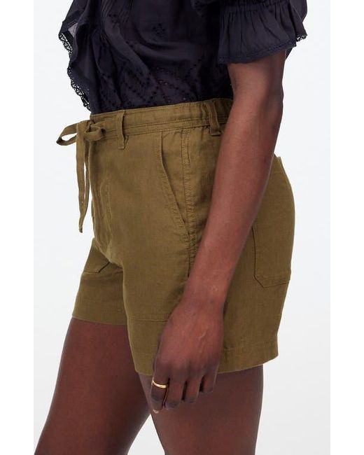 Madewell Green Drawstring Linen Shorts