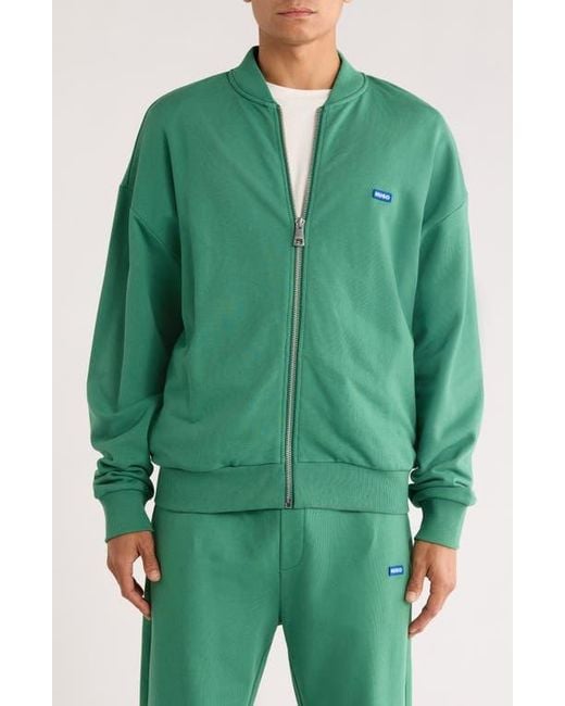 HUGO Men's Green Narane Cotton Bomber Jacket