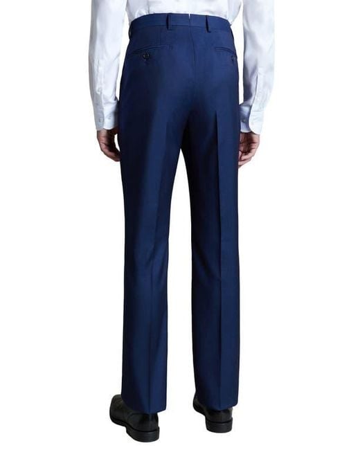 Santorelli Blue Herringbone Wool Pants for men