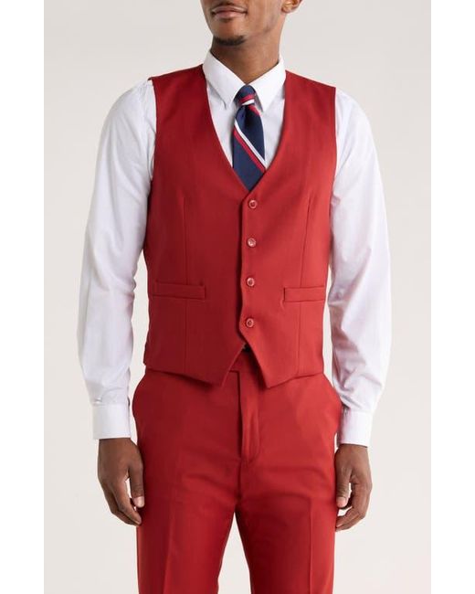 ZEGARIE Red Solid 3-Piece Suit for men