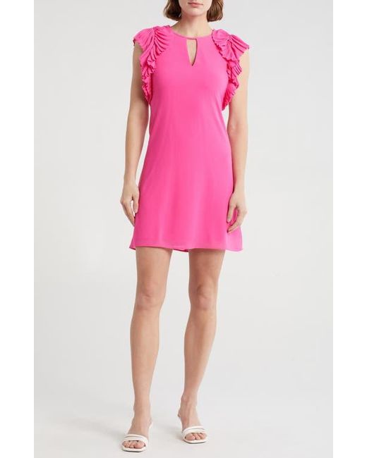 Vince Camuto Pink Pleated Cap Sleeve Chiffon Shift Dress