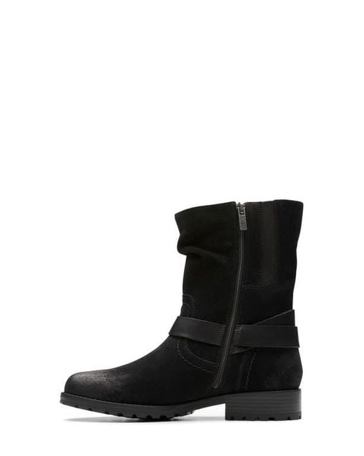 Clarks Black Nissini Burnished Leather Slouch Boot