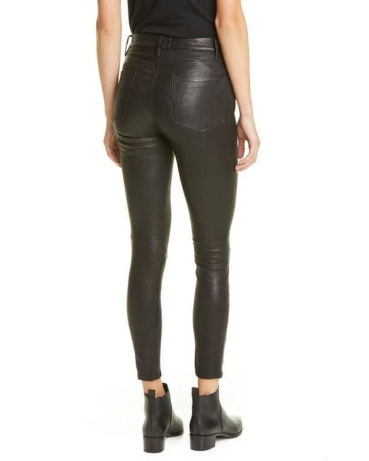 FRAME Black Le High Waist Crop Leather Pants