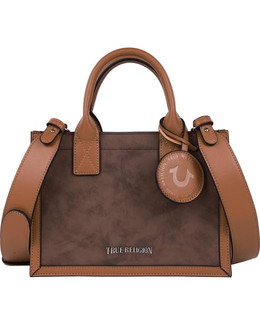 True Religion Brown Top Handle Box Tote Bag