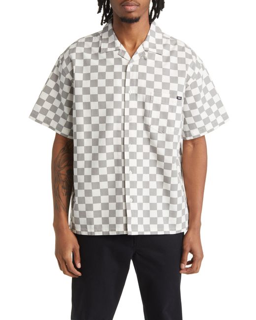 Vans White Oversize Checkerboard Short Sleeve Button-up Camp Shirt for men