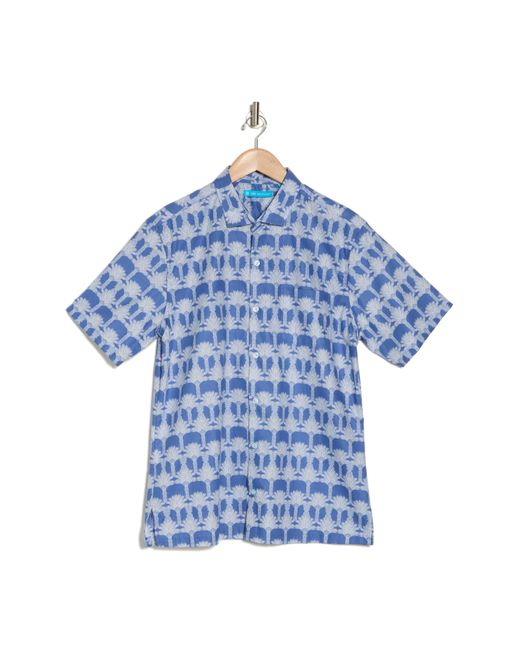 Tori Richard Blue Palm Adore Short Sleeve Button-up Camp Shirt for men