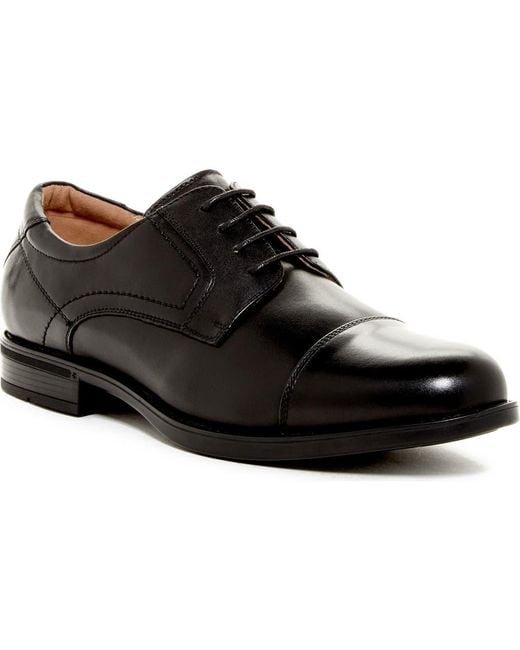 Florsheim Black Leather Cap-Toe Derby Oxfords for men