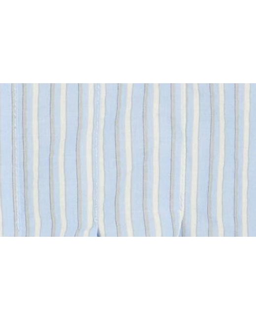 Max Studio Blue Stripe Long Sleeve Pleated Button-Up Shirt