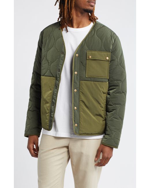 Topman Green Mixed Media Liner Jacket for men