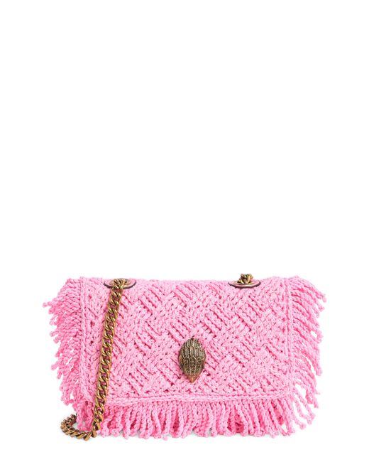 Kurt Geiger Pink Kensington Small Crochet Shoulder Bag