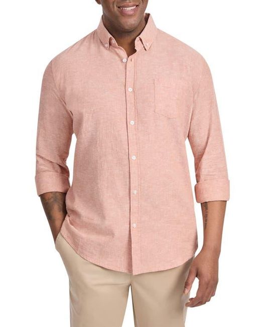 Johnny Bigg Pink Regular Fit Serge Linen & Cotton Button-Down Shirt for men