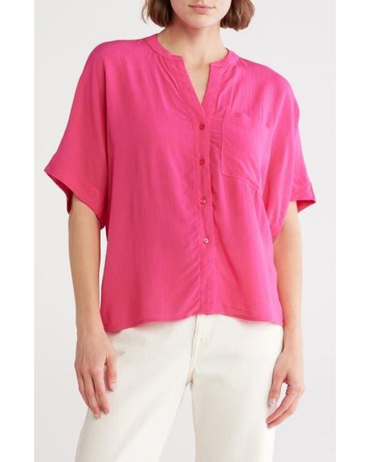 Tahari Pink Split Neck Shirt