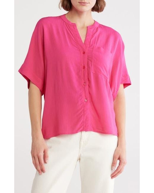 Tahari Pink Split Neck Shirt