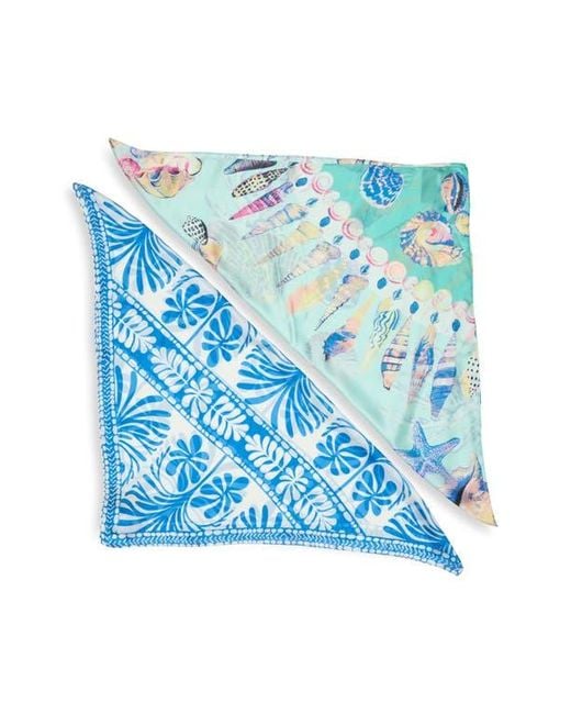 Vince Camuto Blue Assorted 2-Pack Square Scarves