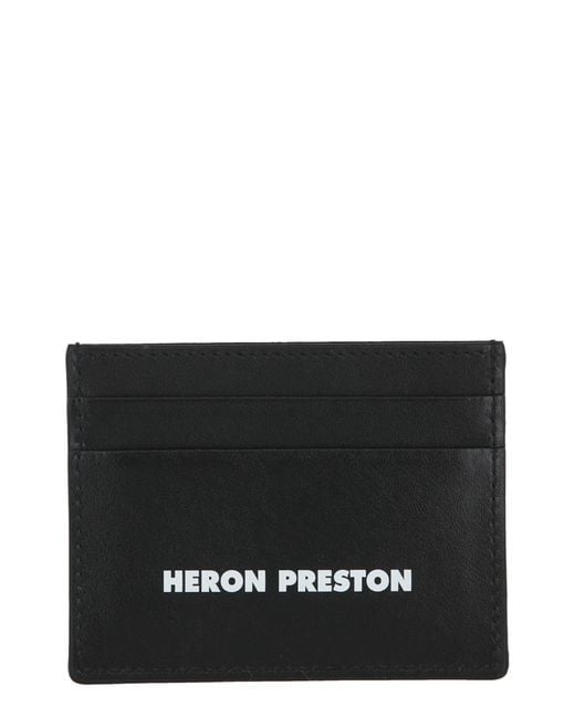 Heron Preston Black Leather Tape Card Holder for men