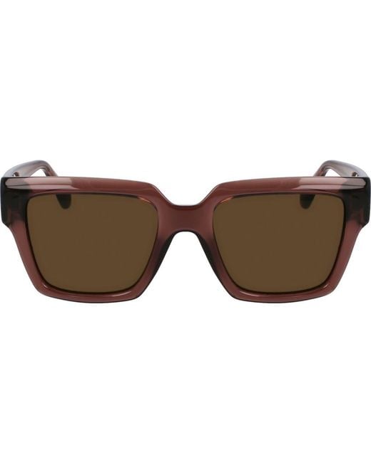 Ferragamo Brown Gancini 54Mm Rectangular Sunglasses